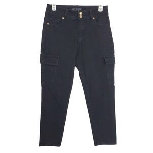 Sandpiper Petite Black Cargo Stretch‎ Jeans Double Button High Rise Size 10P